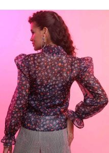 Floral Print Tie Neck Blouse