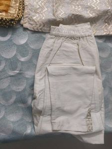 Elegant White &amp; Gold Kurta Set