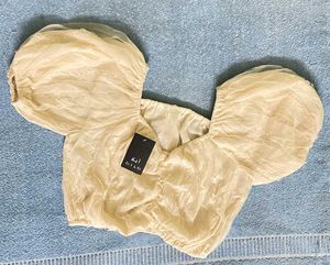 New Sheer Puff Sleeve Crop Top