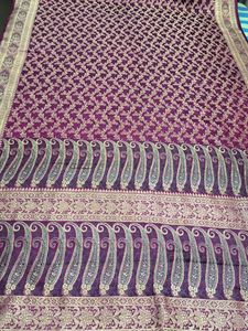 Purple &amp; Gold Banarasi Silk Saree