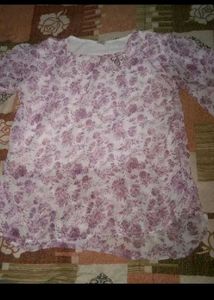 Printed Top with Umbrella Sleeves