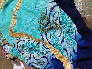 Blue &amp; Aqua Ombre Saree and Blouse