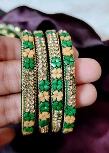 Green &amp; Gold Bangles