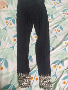 Gold Printed Black Leggings