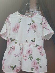 Floral Ruffle Trim Top