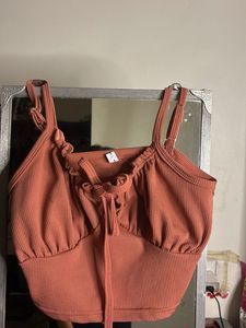 Ribbed Tie-Front Tank