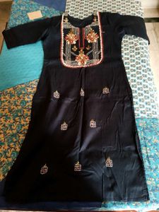 Embroidered Black Kurta