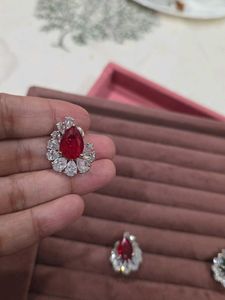 Zircon Red Ruby Studs