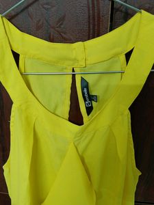 Pantaloons Yellow Spaghetti Neck Top(Size L)