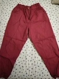 Burgundy High-Waisted Pants