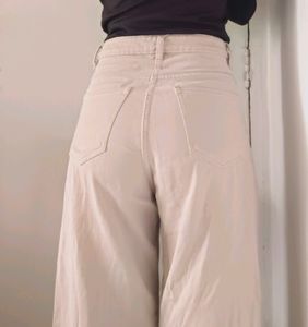Beige Wide Leg Pants