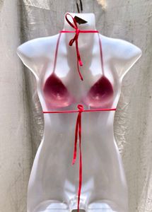 Red Fringe Bikini Top