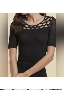 Label Ritu Kumar Black TexturedLace Dress