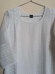 White CHIKANKARI KURTA