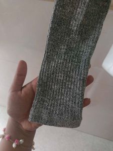 Grey Ribbed Long Sleeve Top