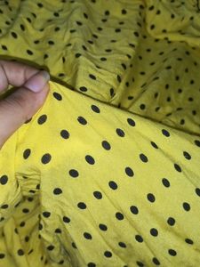 Cute Polka Dot Yellow Knee Length Dress