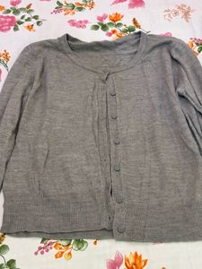 Gray Cardigan Sweater