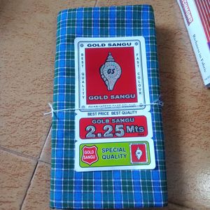 Gold Sangu Cotton Lungi - Blue &amp; Green Check