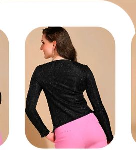 Sparkly Black Long Sleeve Top