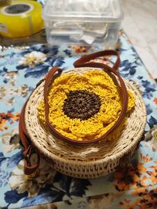 Mauritius Bamboo Yellow Flower Bag With Sling