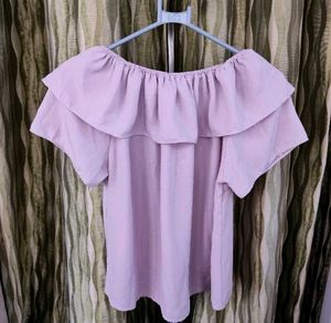 Pale Lilac Coloured Ruffly Bertha Collared Top 💖