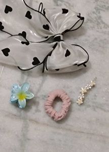 Trendy Hair Accessories Combo – Bow, Scrunchie &amp; C