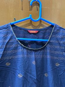 Cotton Navy Blue Kurta Fits Large, Bust Size Fit