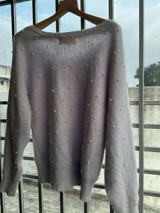 Pearl Embellished Knit Sweater