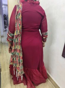 Maroon Indian Gown with Shiny Dupatta