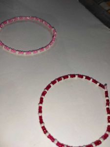 Beaded Bracelets - Pink &amp; Red Set