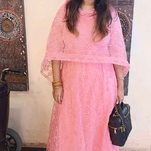 Pink Embroidered Kurta Set