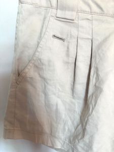 Beautiful High Waisted Beige Shorts With Ruffle