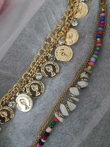 Gold Coin &amp; Beaded Bracelet Set