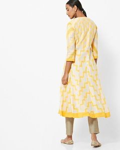 Rangiriti Printed Anarkali Kurta With Embroidered