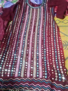 beautiful festive mirror work suit