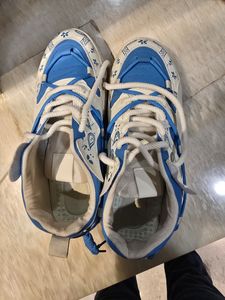 Blue & White Patterned Sneakers