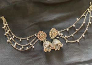 Earrings with Hair Chain