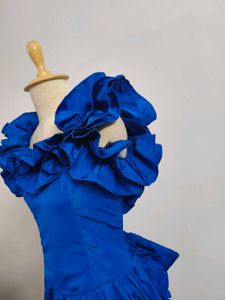 Vintage Blue Ruffle Dress