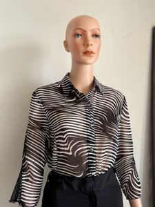 Sheer Abstract Print Shirt