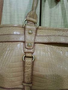 Vintage Tan Crocodile Embossed Handbag