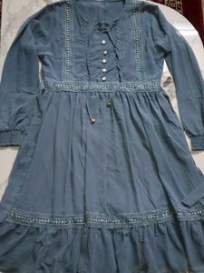 Boho Blue Long Sleeve Dress