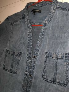 Denim Button-Down Tunic