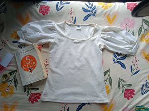 Square Neck Puff Sleeve White Top