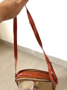 Tan Jute Sling Bag