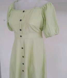 Lime Green Button-Front Short Frock