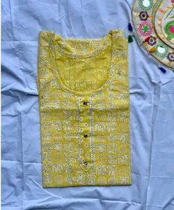 Yellow Printed Kurta