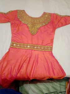 New Party Wear Pink Gown Pajami With Dupatta For G