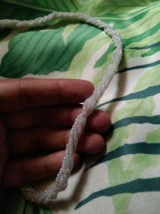 White Bidded Spiral Necklace