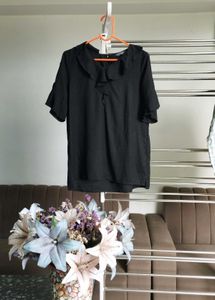 Black Ruffle Blouse