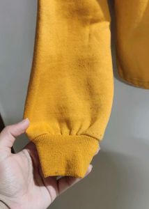 Mustard Hoodie with White Stripes